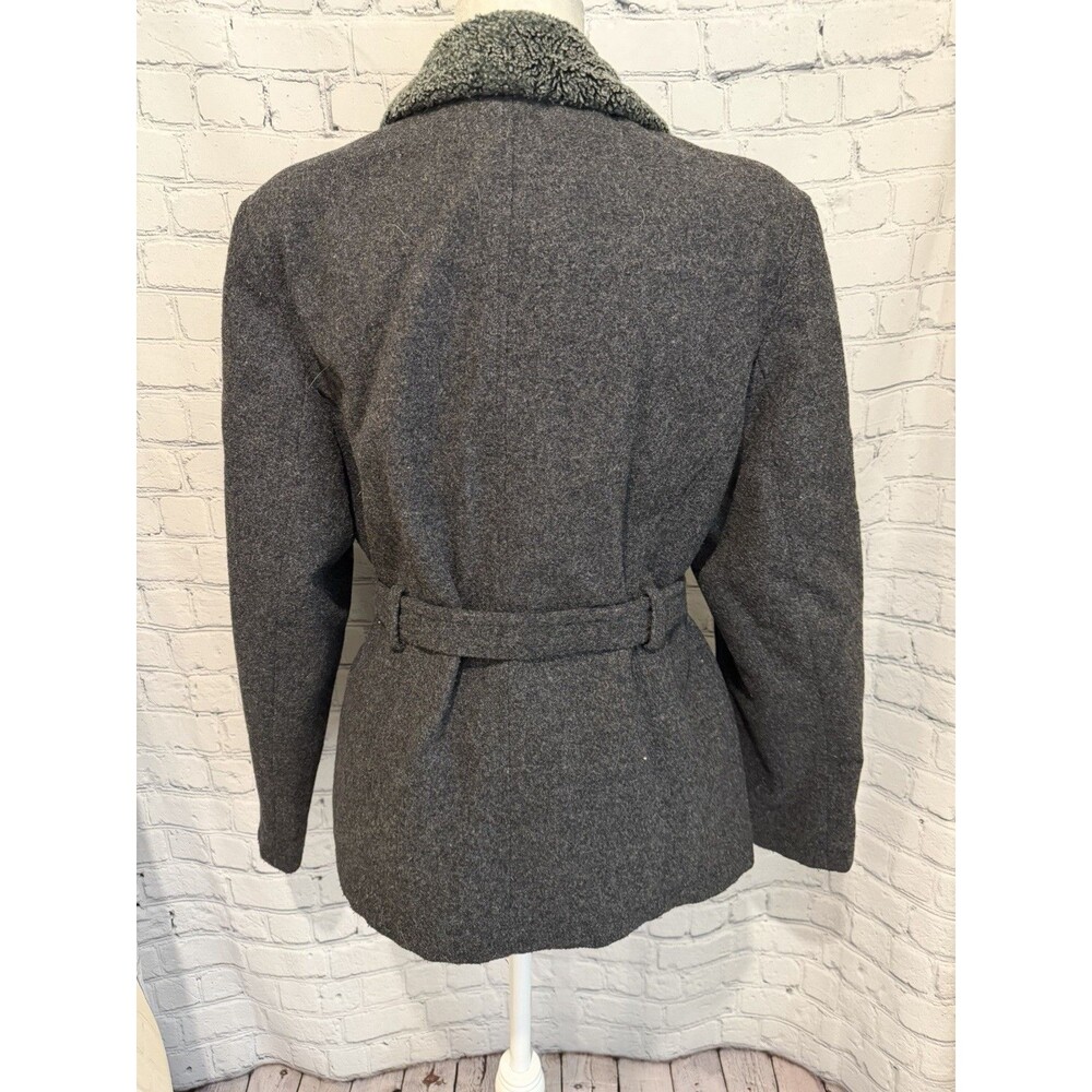 Express Utility Wool jacket coat faux fur collar and a tie belt Size Large - Picture 5 of 8